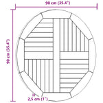 Kerek tömör tíkfa asztallap 2,5 cm 90 cm 8