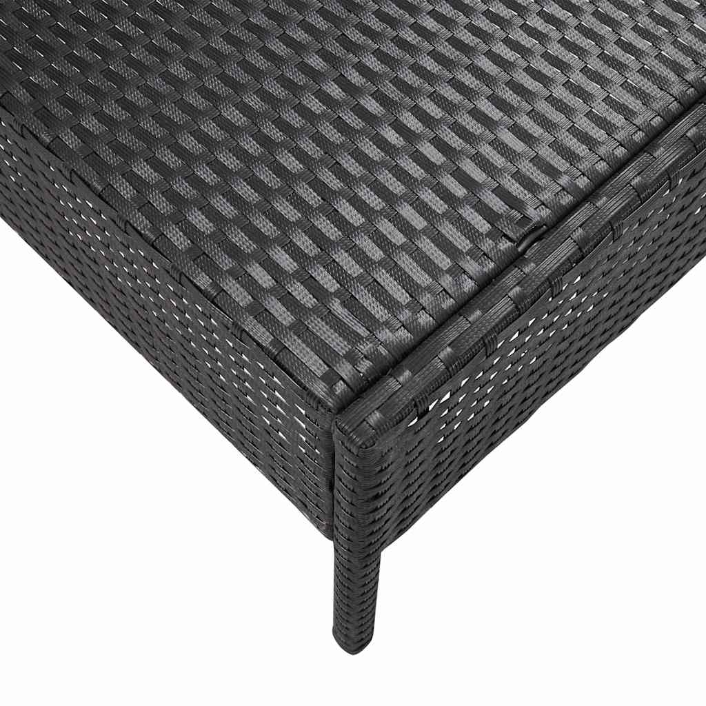 5-részes fekete polyrattan kerti kanapészett párnákkal 11