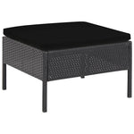 5-részes fekete polyrattan kerti kanapészett párnákkal 7