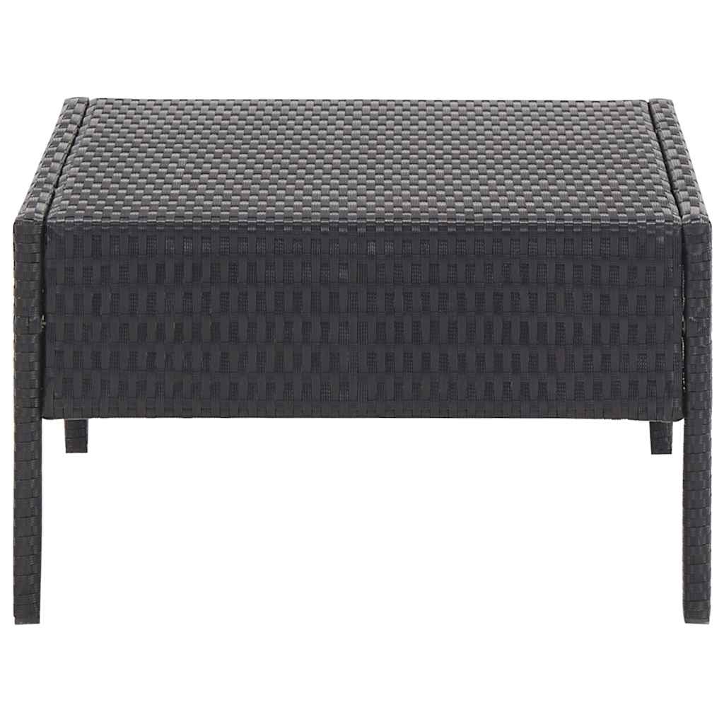 5-részes fekete polyrattan kerti kanapészett párnákkal 9