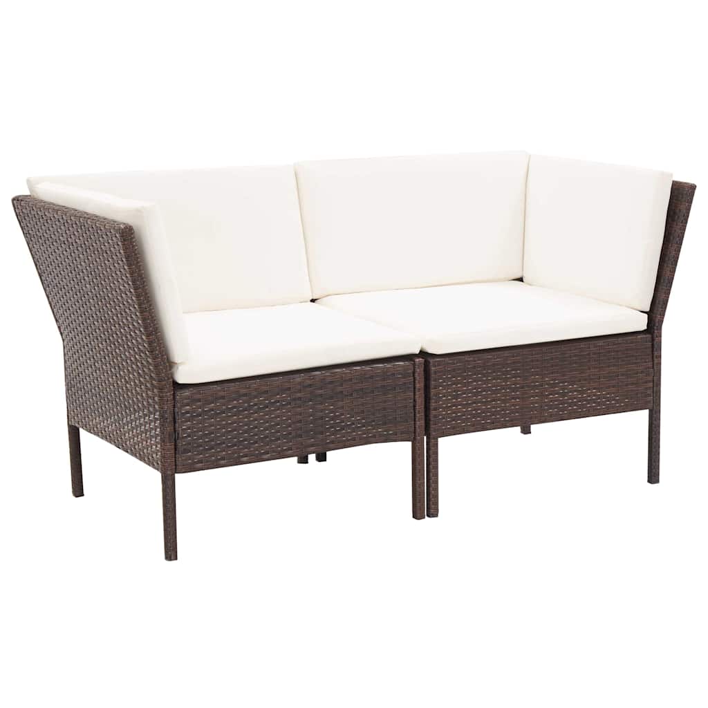 6-részes barna polyrattan kerti bútorszett párnákkal 3