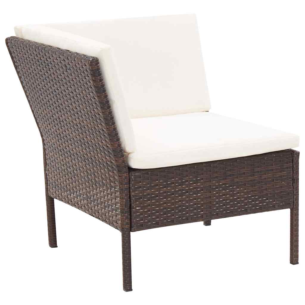6-részes barna polyrattan kerti bútorszett párnákkal 7