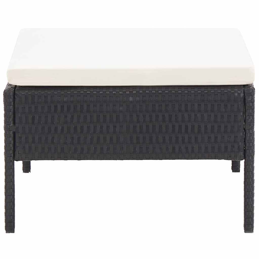 6 részes fekete polyrattan kerti ülőgarnitúra párnákkal 12