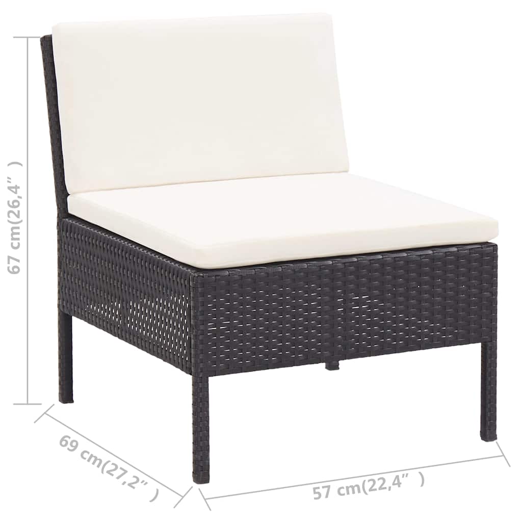 6 részes fekete polyrattan kerti ülőgarnitúra párnákkal 15