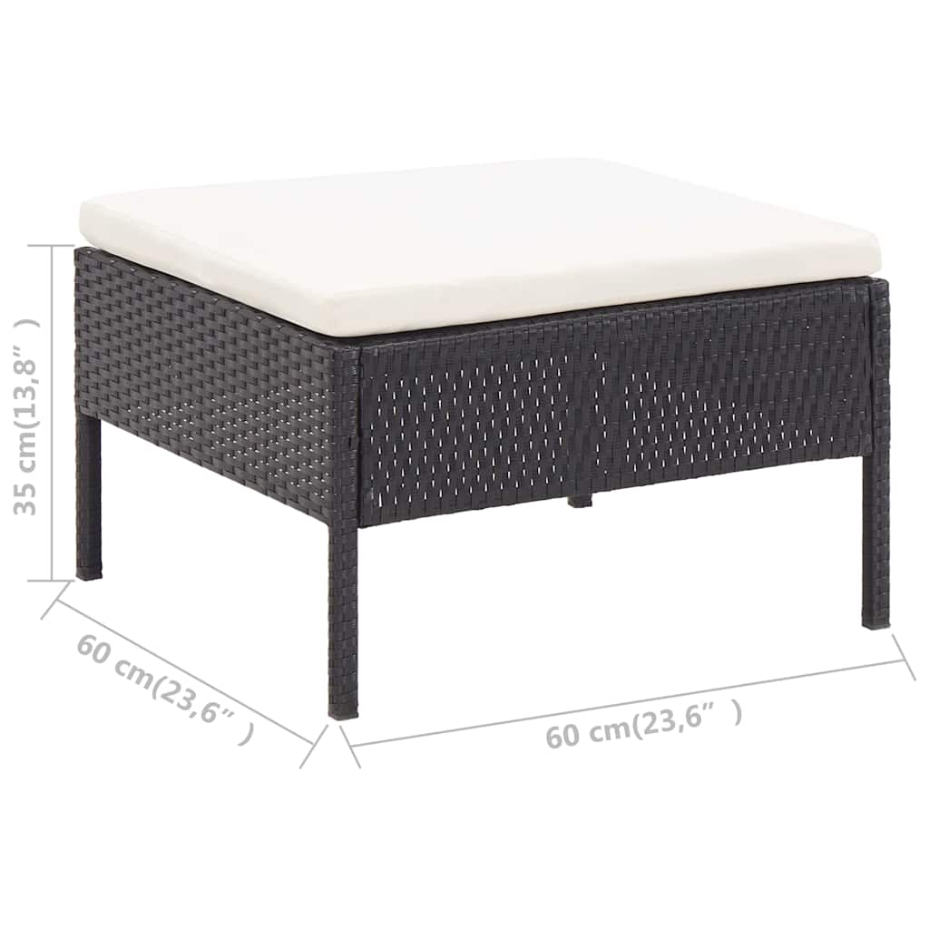 6 részes fekete polyrattan kerti ülőgarnitúra párnákkal 16