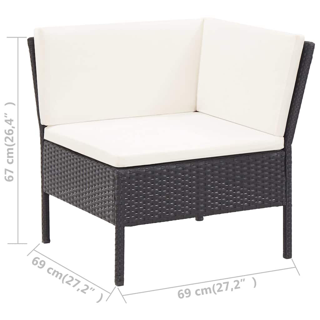 6 részes fekete polyrattan kerti ülőgarnitúra párnákkal 17