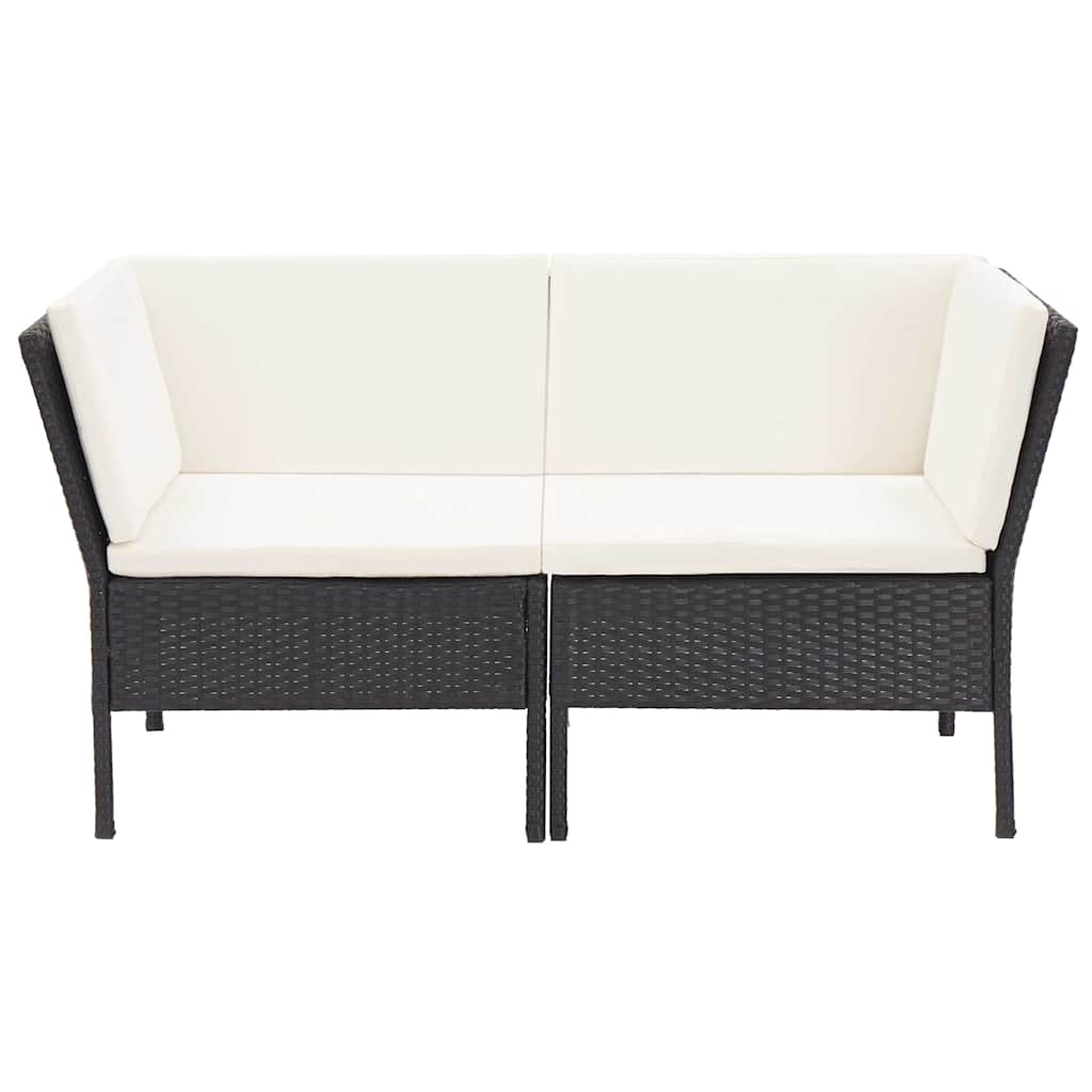 6 részes fekete polyrattan kerti ülőgarnitúra párnákkal 4