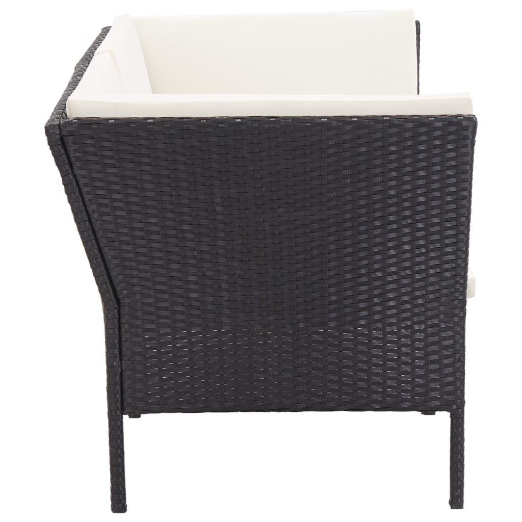 6 részes fekete polyrattan kerti ülőgarnitúra párnákkal 5