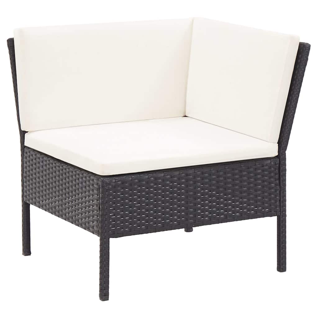 6 részes fekete polyrattan kerti ülőgarnitúra párnákkal 6