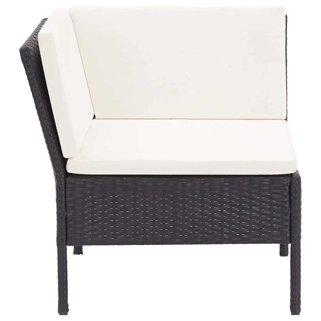 6 részes fekete polyrattan kerti ülőgarnitúra párnákkal 7