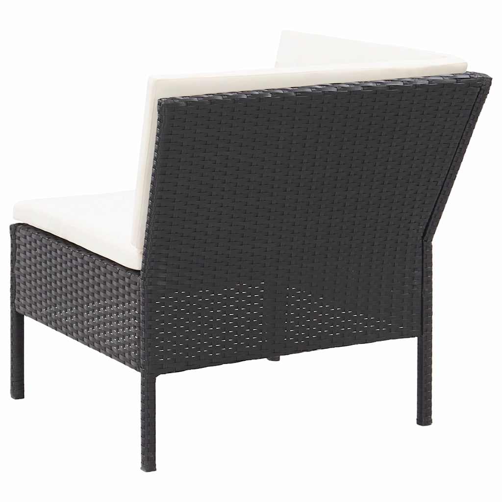 6 részes fekete polyrattan kerti ülőgarnitúra párnákkal 8