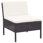 6 részes fekete polyrattan kerti ülőgarnitúra párnákkal 9