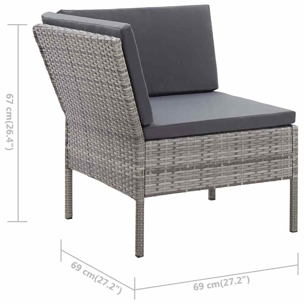 3-részes szürke polyrattan kerti ülőgarnitúra párnákkal 13