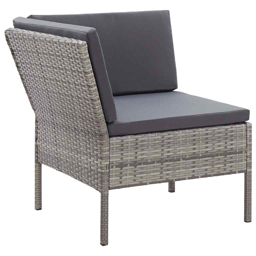 3-részes szürke polyrattan kerti ülőgarnitúra párnákkal 4