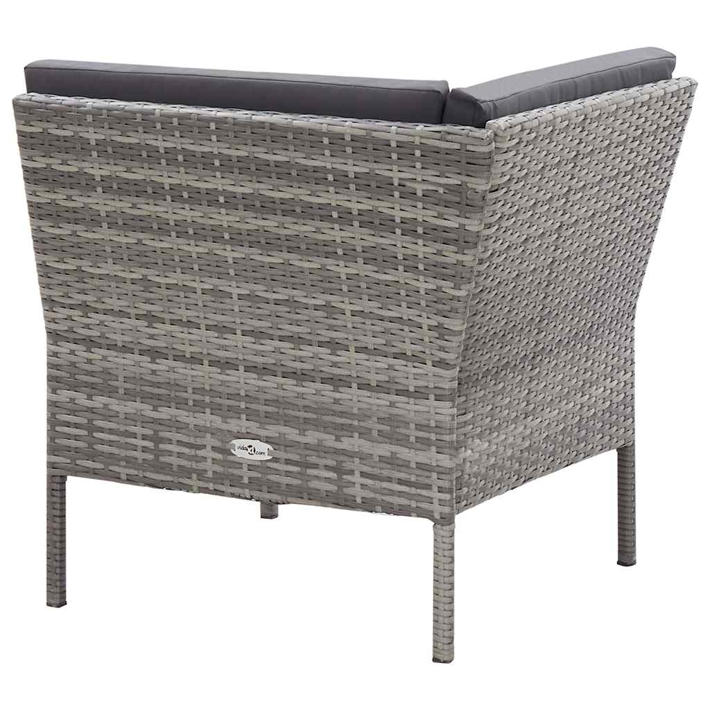 3-részes szürke polyrattan kerti ülőgarnitúra párnákkal 6