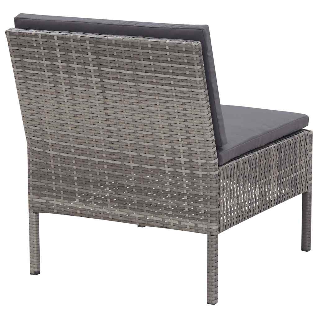 3-részes szürke polyrattan kerti ülőgarnitúra párnákkal 9