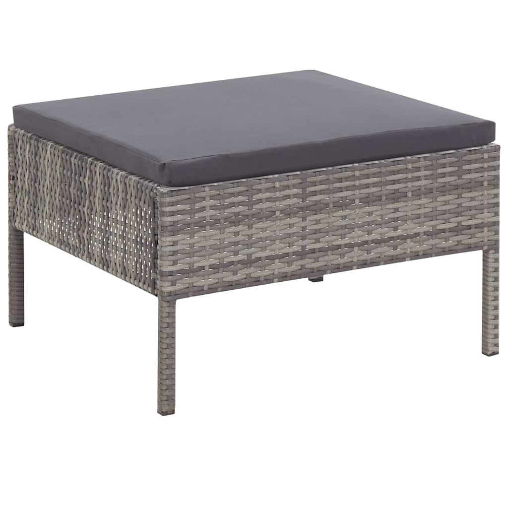 3-részes szürke polyrattan kerti ülőgarnitúra párnákkal 10