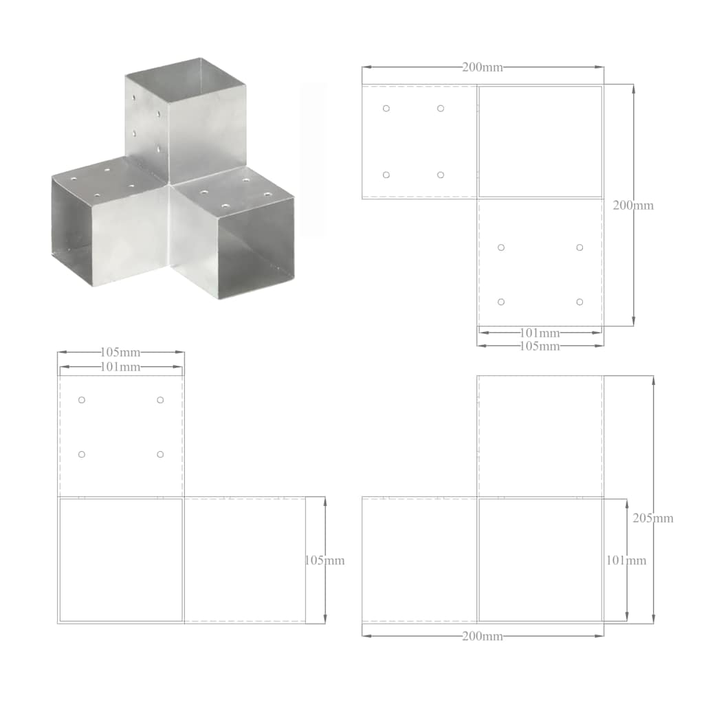 Y alakú horganyzott fém oszloptartó 101 x 101 mm 6
