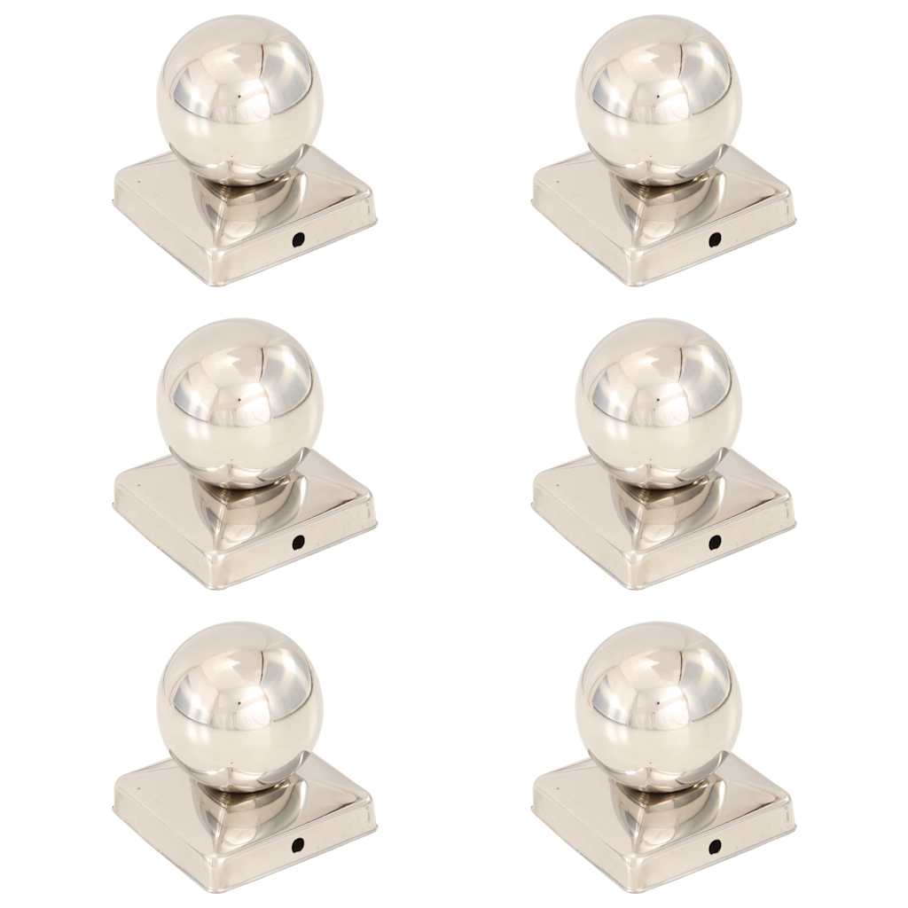6 db gömb alakú rozsdamentes acél kerítésoszlop-sapka 101x101 mm