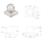 6 db gömb alakú horganyzott fém kerítésoszlop-sapka 101x101 mm 9