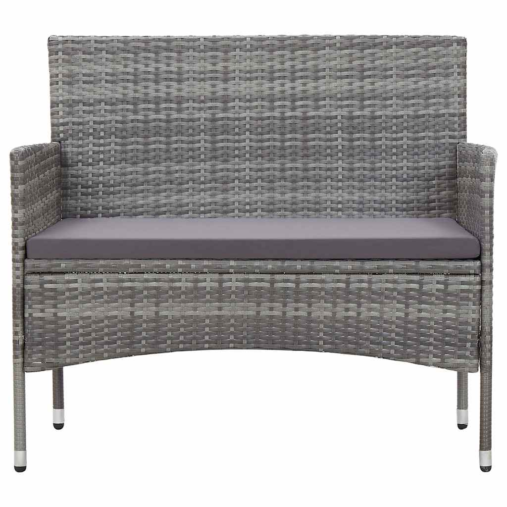 4 részes szürke polyrattan kerti ülőgarnitúra párnákkal 3