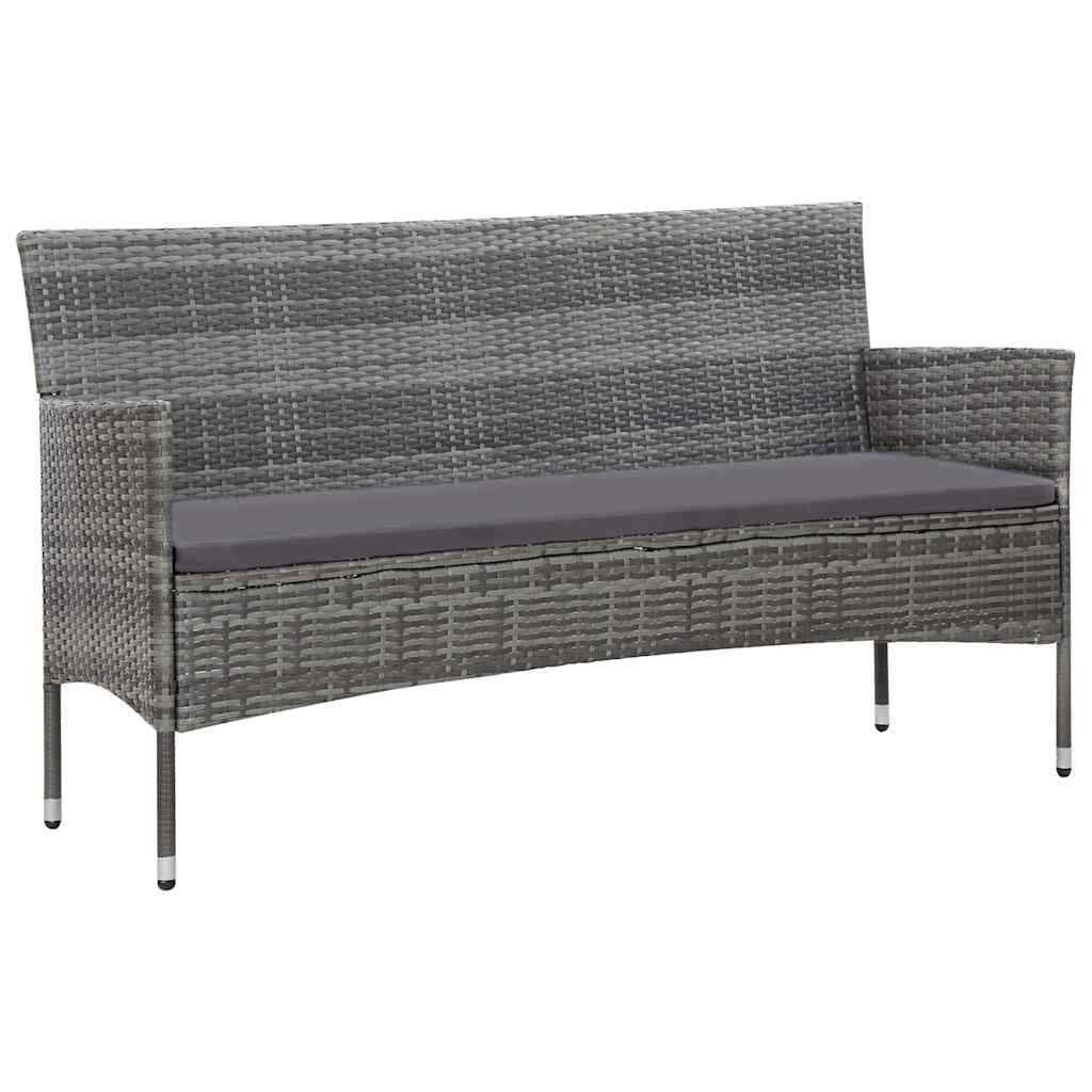 4 részes szürke polyrattan kerti ülőgarnitúra párnákkal 2