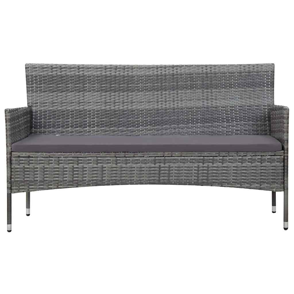 4 részes szürke polyrattan kerti ülőgarnitúra párnákkal 3