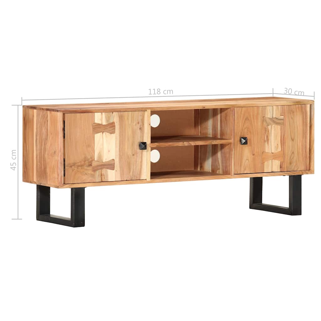 Tömör akácfa TV-szekrény 118 x 30 x 45 cm 6