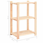2 db 3-szintes tömör fenyőfa tárolópolc 150 kg 60 x 38 x 90 cm 8