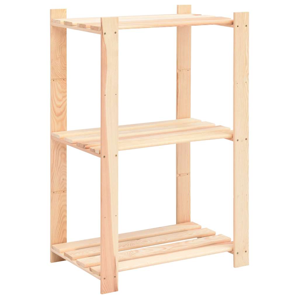 5 db 3-szintes tömör fenyőfa tárolópolc 150 kg 60 x 38 x 90 cm 3