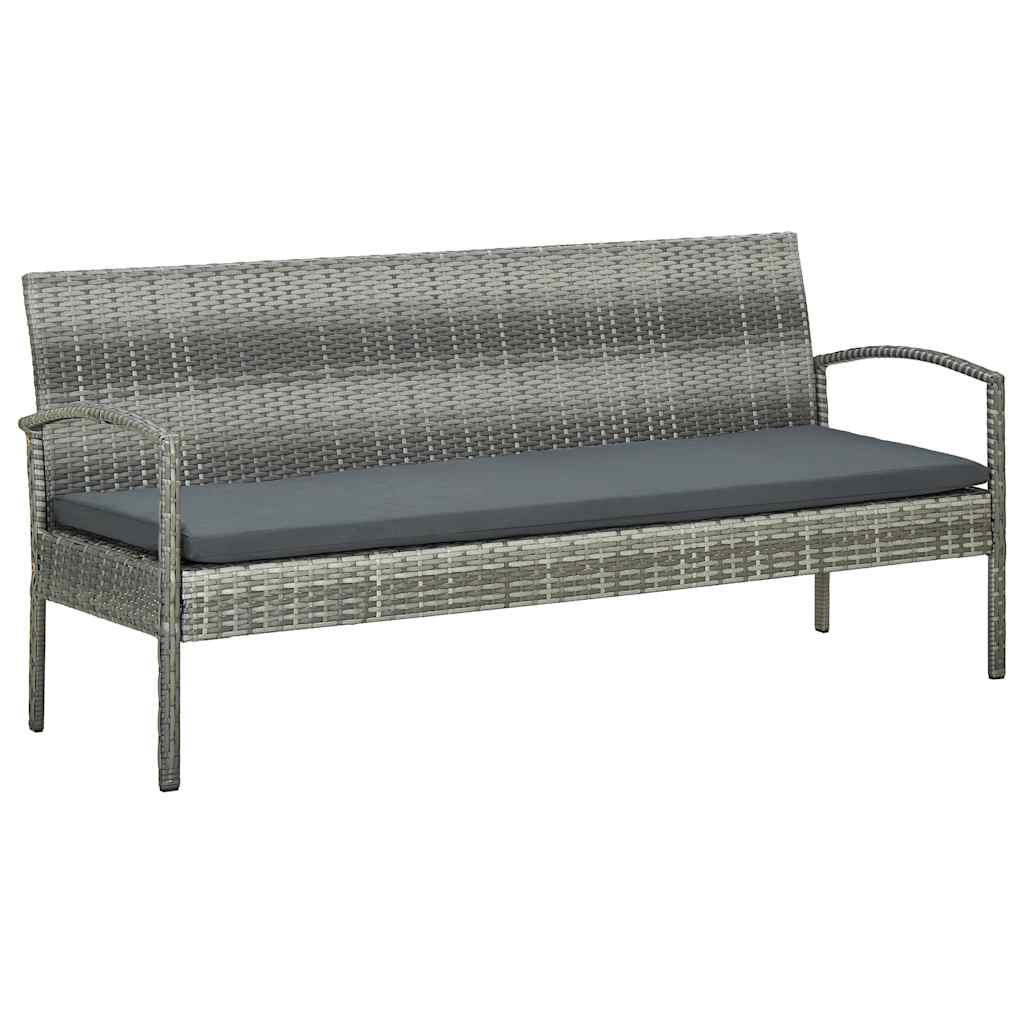 5 részes szürke polyrattan kerti bútorgarnitúra párnákkal 3