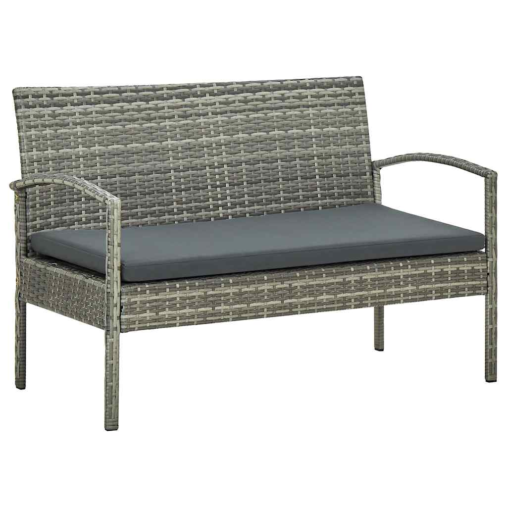 5 részes szürke polyrattan kerti bútorgarnitúra párnákkal 4