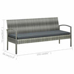 5 részes szürke polyrattan kerti bútorgarnitúra párnákkal 8