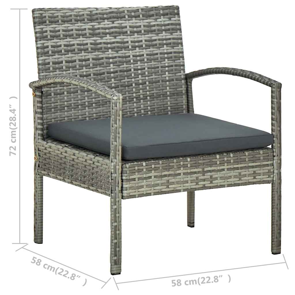 5 részes szürke polyrattan kerti bútorgarnitúra párnákkal 9