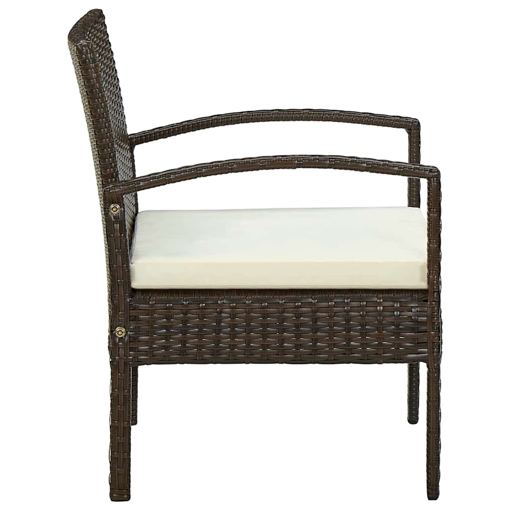 Barna polyrattan kerti szék párnával 3