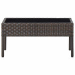 Barna polyrattan kerti asztal 75 x 40 x 37 cm 2