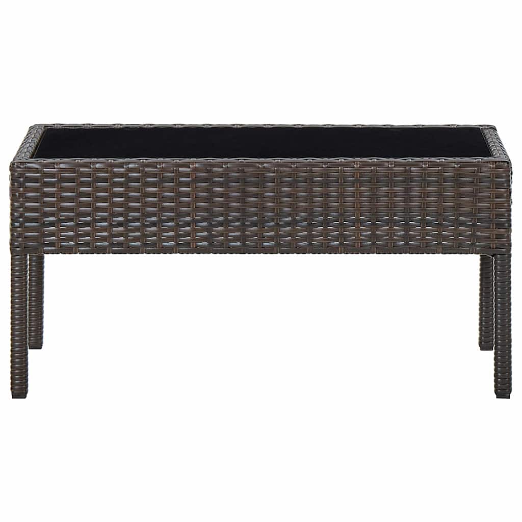 Barna polyrattan kerti asztal 75 x 40 x 37 cm 2