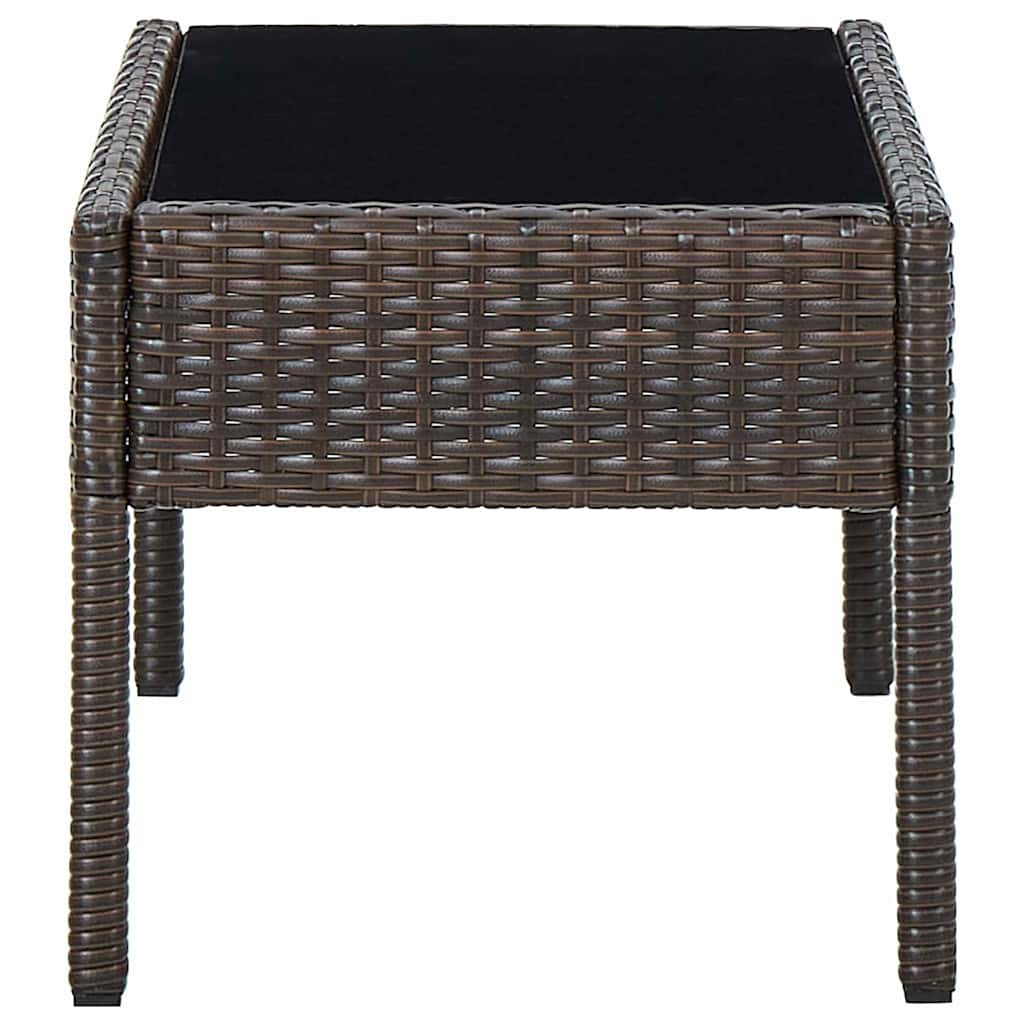 Barna polyrattan kerti asztal 75 x 40 x 37 cm 3