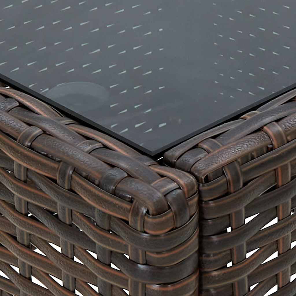 Barna polyrattan kerti asztal 75 x 40 x 37 cm 4
