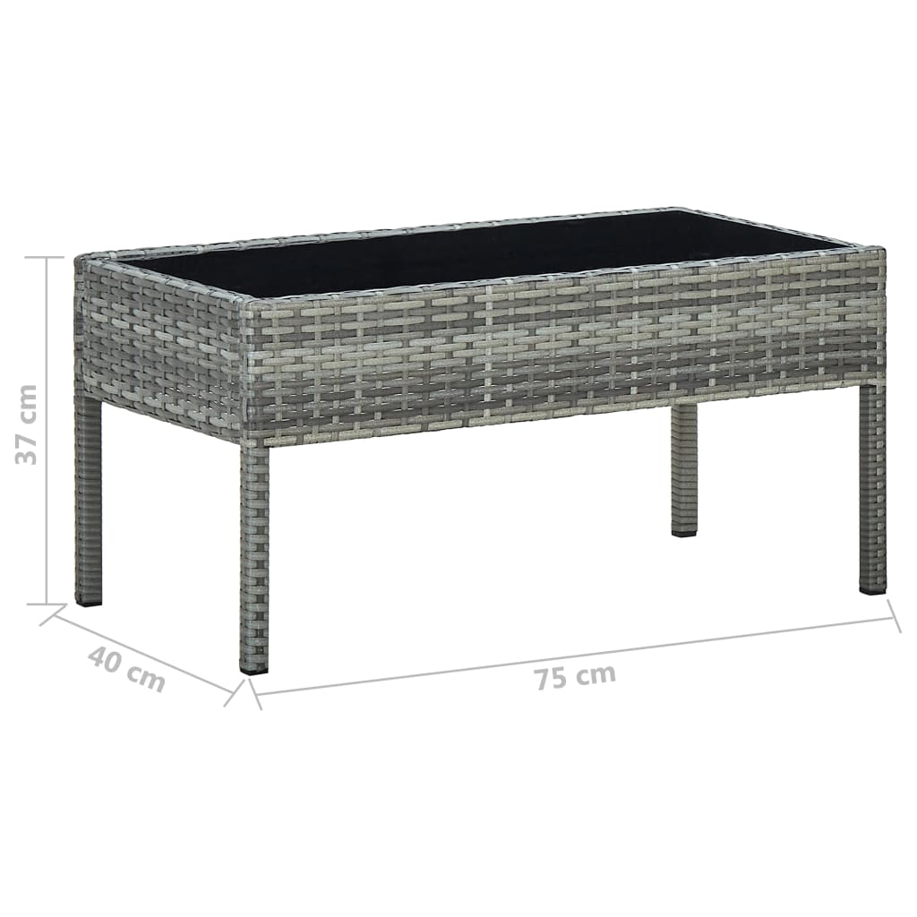 Szürke polyrattan kerti asztal 75 x 40 x 37 cm 5