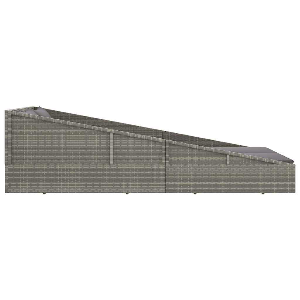 Szürke polyrattan kerti ágy 110x200 cm 4