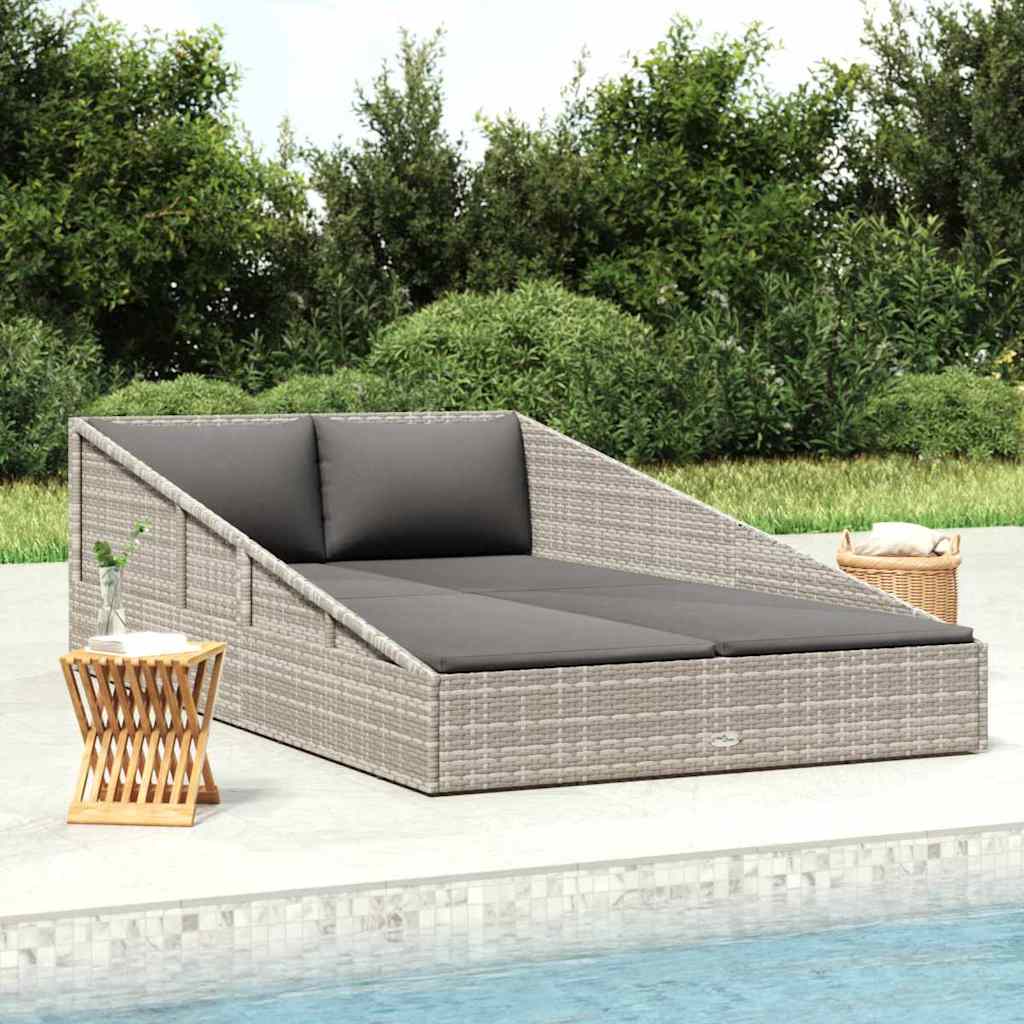 Szürke polyrattan kerti ágy 110x200 cm