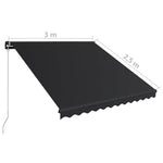 Antracitszürke kézzel behúzható napellenző 300 x 250 cm 8