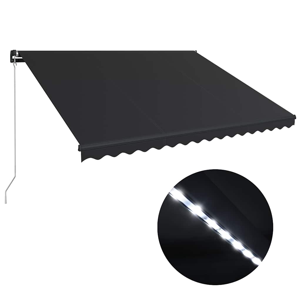 Antracitszürke kézzel kihúzható LED-es napellenző 450 x 300 cm 2