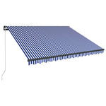 Kék és fehér kézzel kihúzható LED-es napellenző 450 x 300 cm 2
