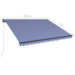 Kék és fehér kézzel kihúzható LED-es napellenző 450 x 300 cm 12