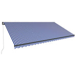 Kék és fehér kézzel kihúzható LED-es napellenző 600 x 300 cm 2