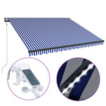 Kék és fehér szélérzékelős és LED-es napellenző 300 x 250 cm 2
