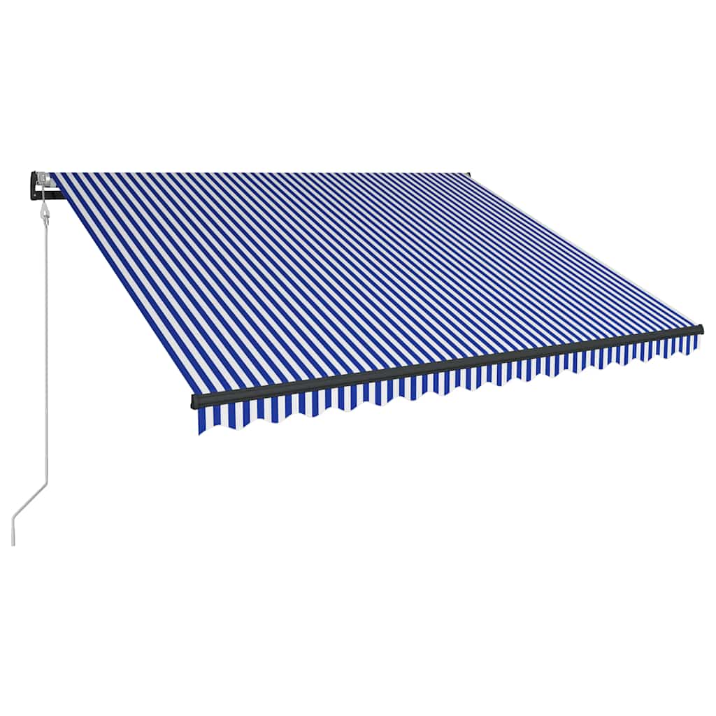Kék és fehér szélérzékelős és LED-es napellenző 300 x 250 cm 3