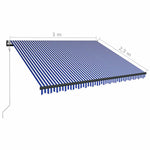 Kék és fehér szélérzékelős és LED-es napellenző 300 x 250 cm 12